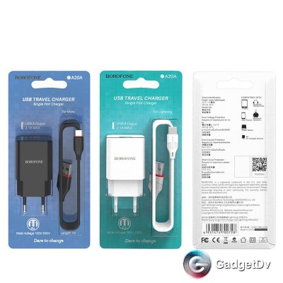 СЗУ USB 2,4А + кабель Type-C, Borofon BA20A (60422)