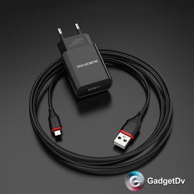 СЗУ USB 2,4А + кабель Type-C, Borofon BA20A (60422)