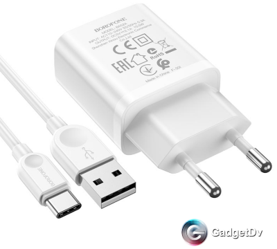 СЗУ USB 2,4А + кабель Type-C, Borofon BA52A (60423)