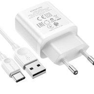 СЗУ USB 2,4А + кабель Type-C, Borofon BA52A (60423)