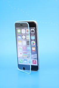 iРhone 6+ Чехол-книжка силикон/пластик (голубой)