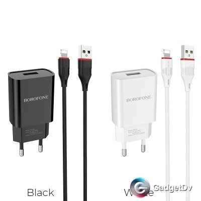 СЗУ USB 2,1А + кабель lighting, Borofon BA20A (60426 )