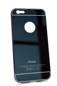 17-1834 iРhone6+ Защитная крышка пластиковая с металич. бампером (черный)