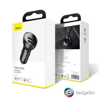 Автомобильное зарядное устройство Baseus Digital Display Dual USB 4.8A 24W (60427)