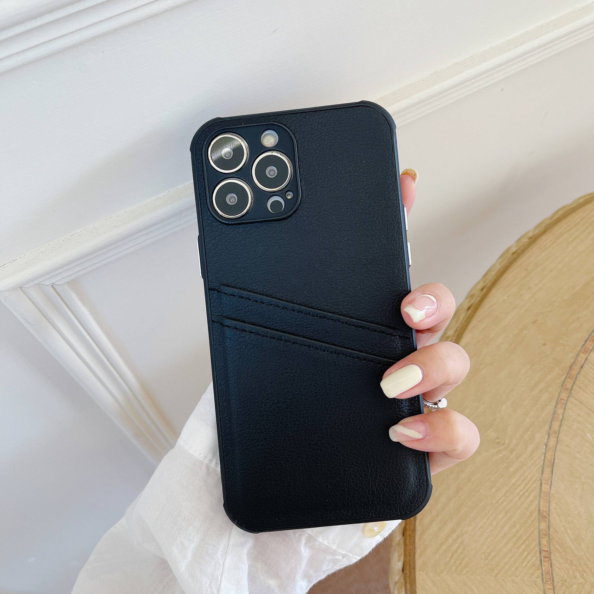 23293 iPhone13 Pro защитная крышка-чехол, кожаная с кармашком