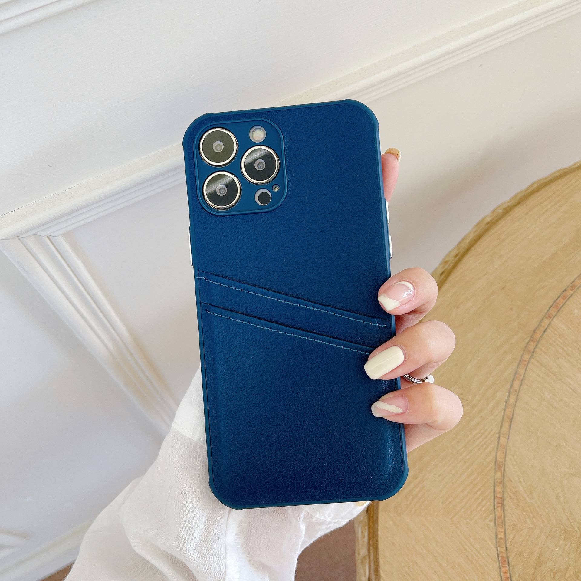 23293 iPhone13 Pro защитная крышка-чехол, кожаная с кармашком