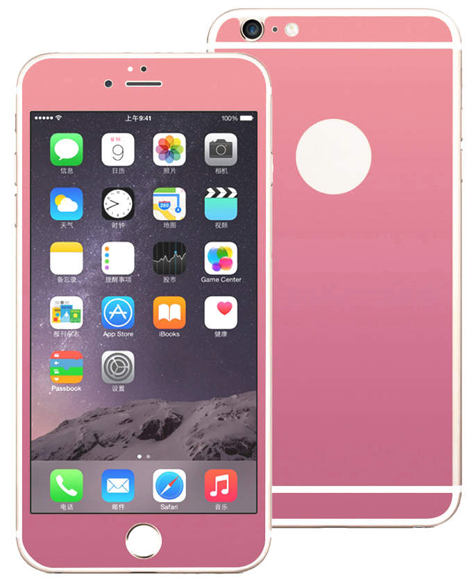 5-160 Защитное стекло комплект металический iPhone 6 (розовый)