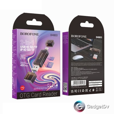26746 OTG Cart Reader, iP to SD/TF/USB to SD/TF, Borofon DHB03