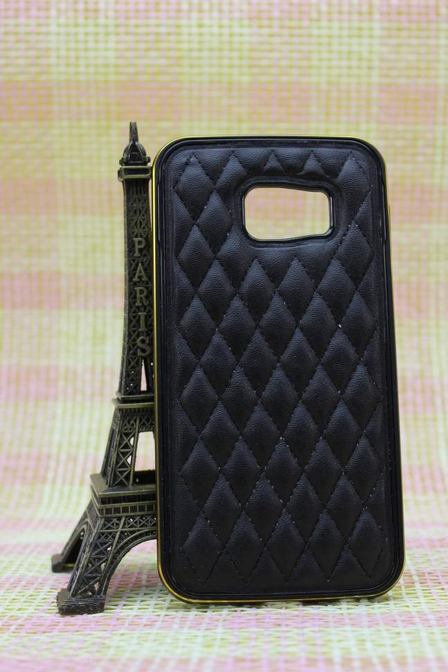 16-508 Galaxy S6 Edge Защитная крышка кожаная с металич. бампером (черный)