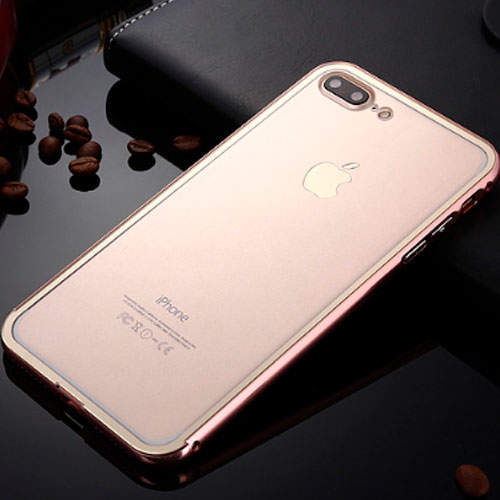 9581 iРhone6 Защитная крышка пластиковая с бампером (розовое золото)