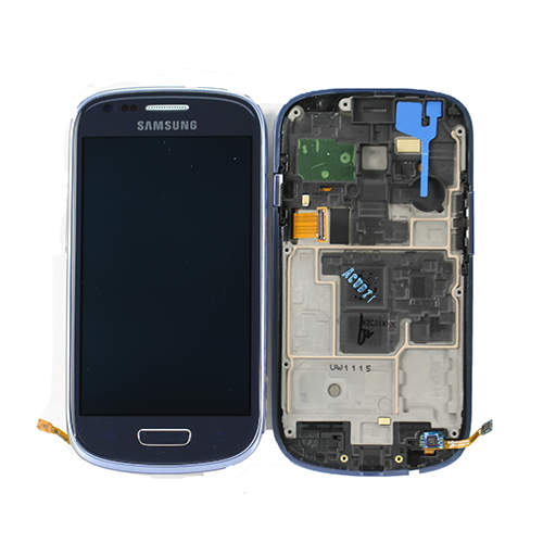 Экран Samsung Galaxy S3 mini с рамкой (синий, оригинал)