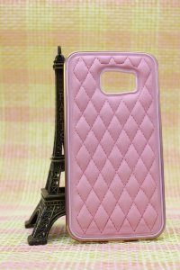 16-510 Galaxy S6 Edge  Защитная крышка кожаная с металич. бампером (розовый)