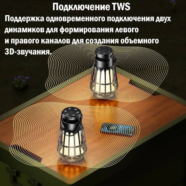 26755 Портативная Bluetooth колонка, кэмпинговая лампа Hoco BS61