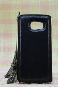 16-511 Galaxy S6 Edge  Защитная крышка кожаная с металич. бампером (черный)