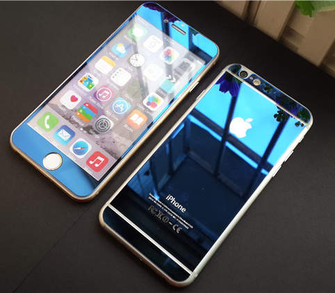 5-169 Защитное стекло комплект металический iPhone6+ (голубой)