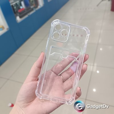21003 iPhone 12 защитная крышка-чехол, прозорачная с кармашком