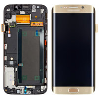 Экран Samsung S6 Edge с рамкой (золото, оригинал)