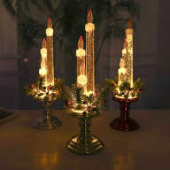 10663 Статуэтка светящаяся с блестками-Три свечи на ножке