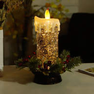 10664 Новогодняя светящиеся свеча с веточкой ели