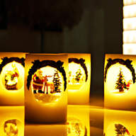 10668 Новогодняя светящиеся свеча "Веселые снеговики"