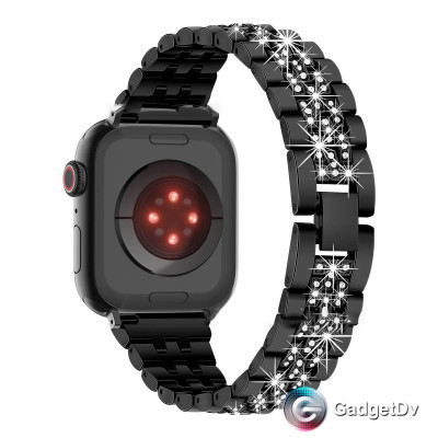 37046 Ремешок iWatch 42/44/45 мм метал. со стразами 3 ряда