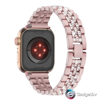 37046 Ремешок iWatch 42/44/45 мм метал. со стразами 3 ряда
