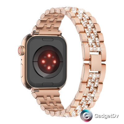 37046 Ремешок iWatch 42/44/45 мм метал. со стразами 3 ряда